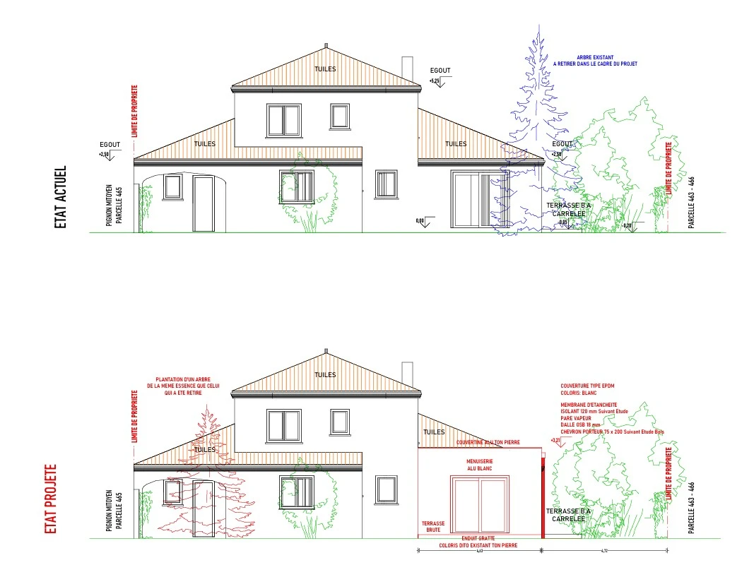 plan de conception de l'extension de maison